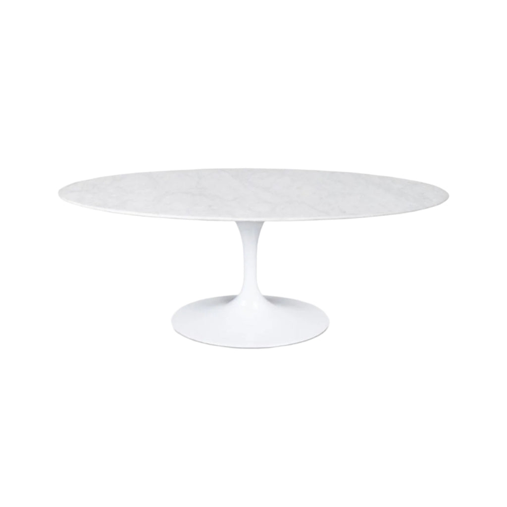 White round table with a pedestal base