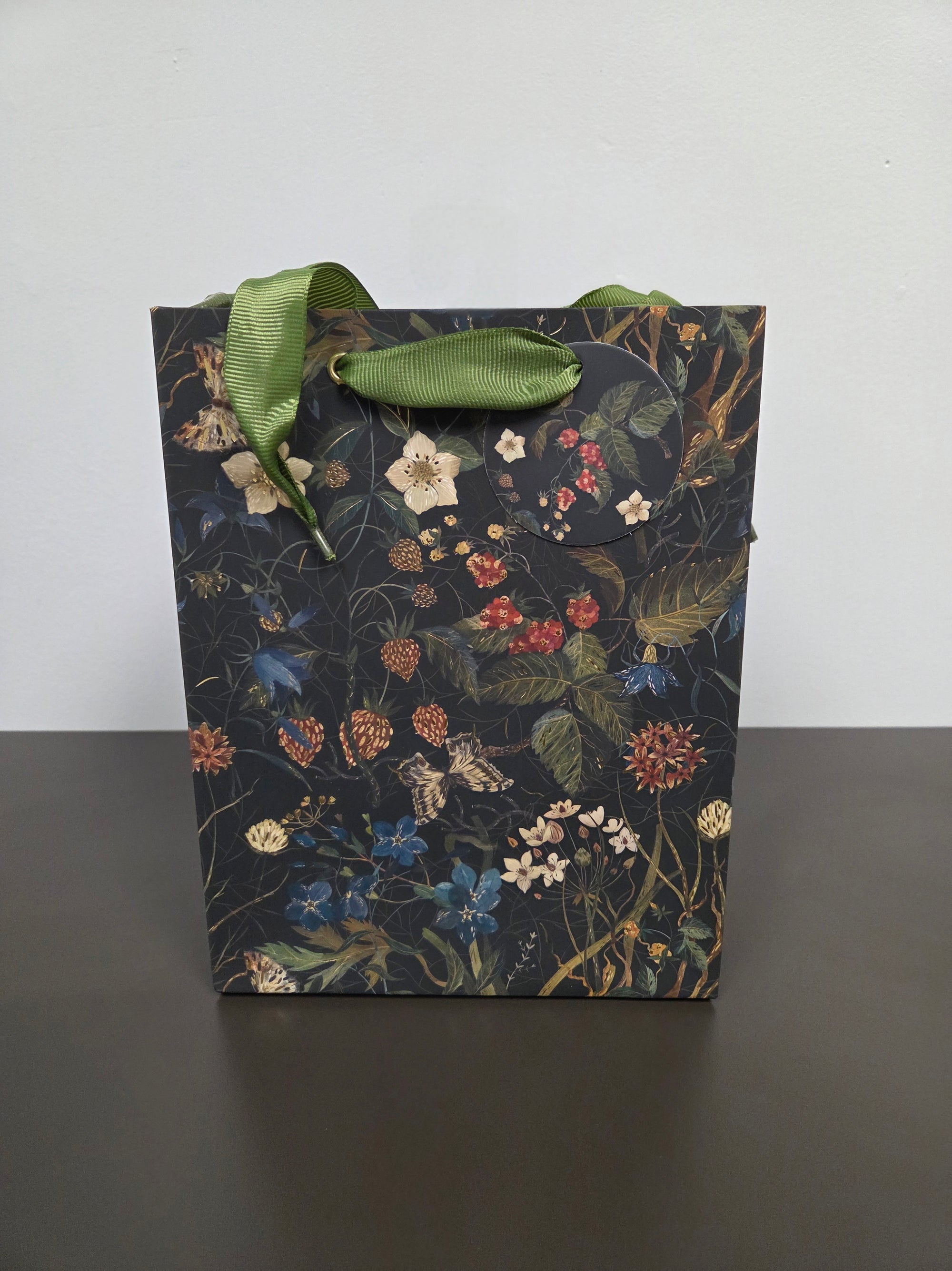 Forest Flowers Gift Set - Matching Art Journal, Vegan Leather Notebook, Ballpoint Pen and Gift Bag