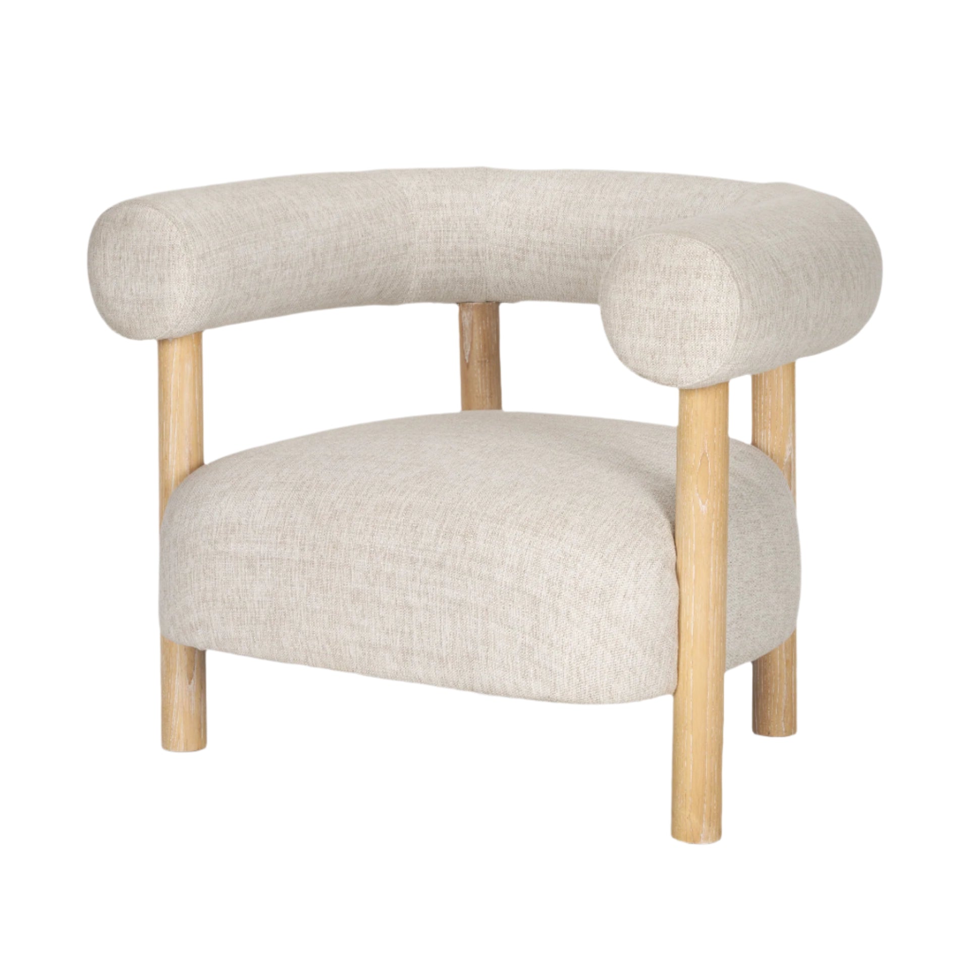 Beige armchair with wooden legs