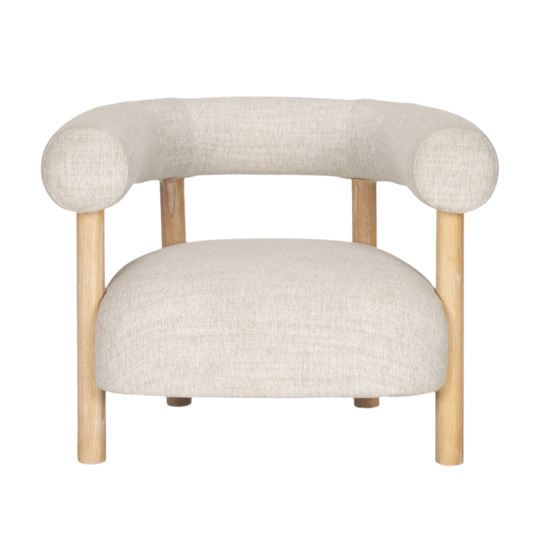 Beige armchair with wooden legs