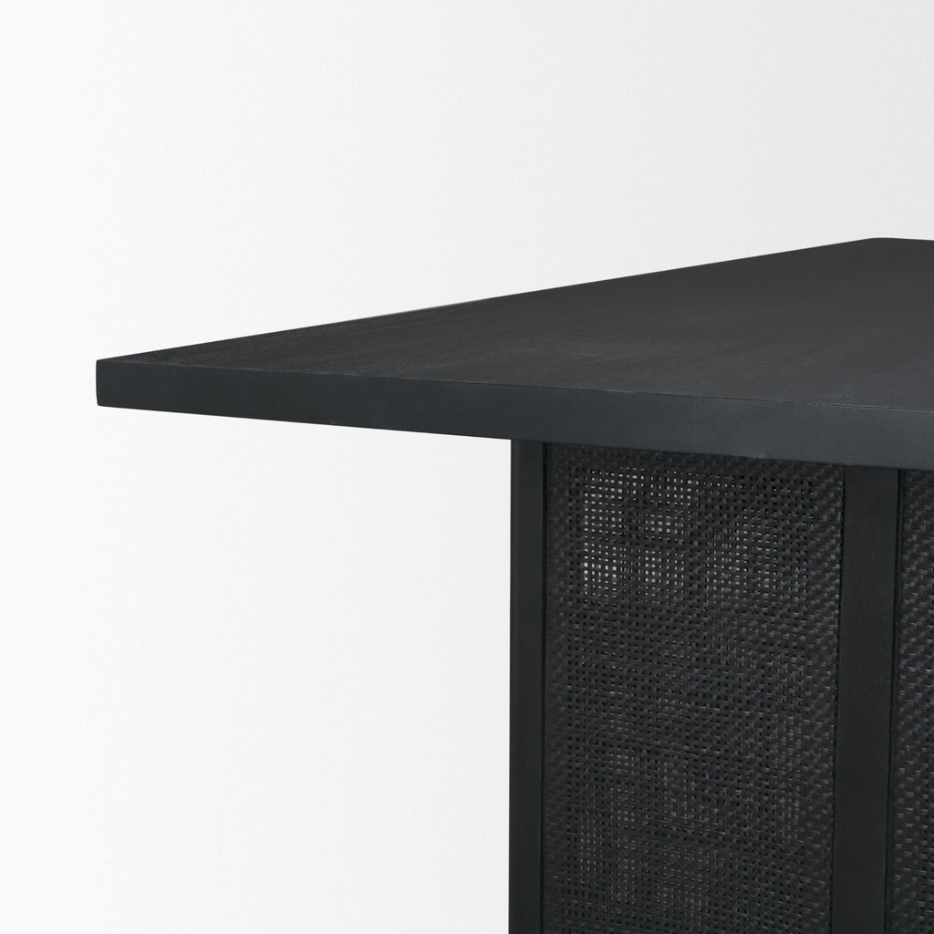 Grier 84" Black Wood w/ Black Cane Dining Table