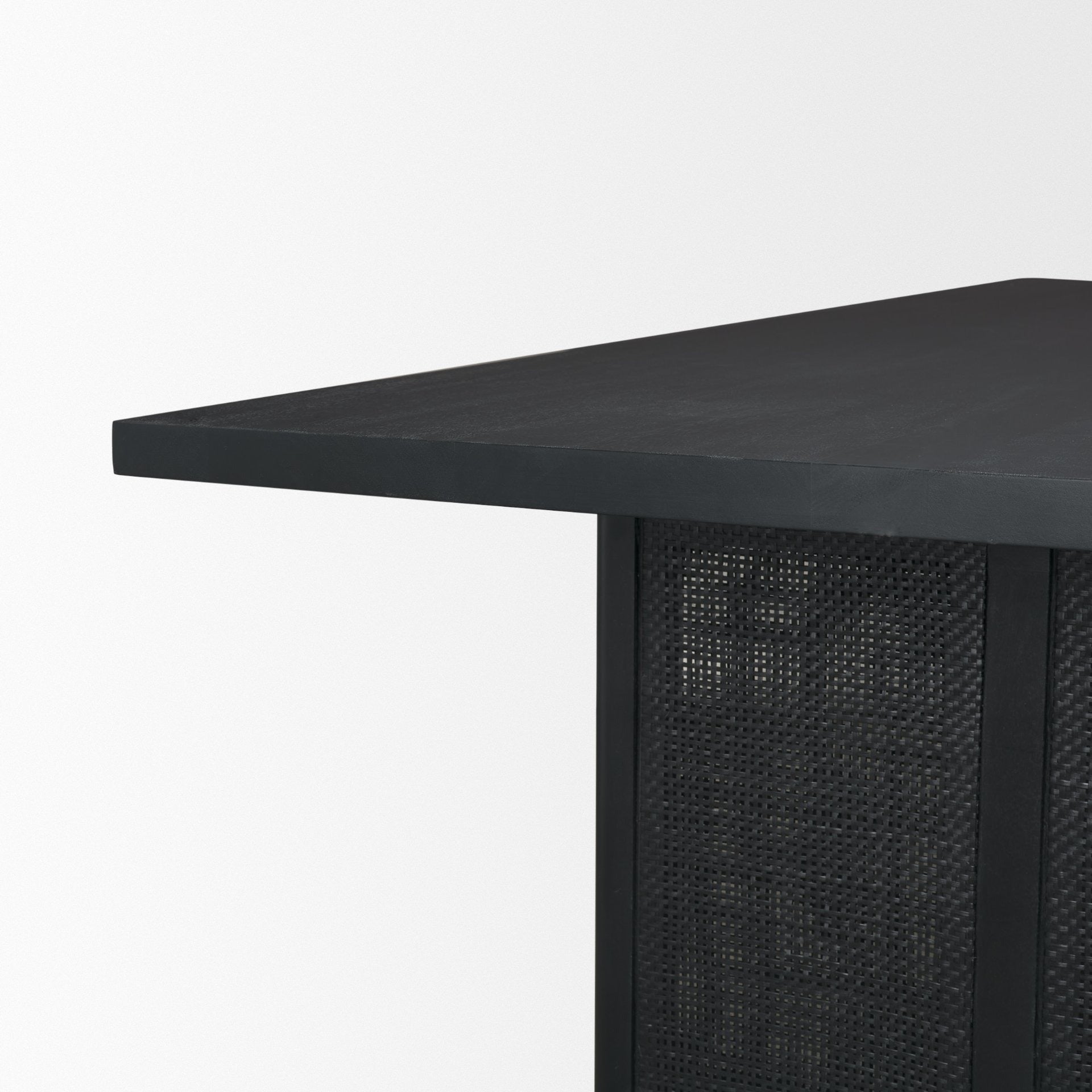 Grier 84" Black Wood w/ Black Cane Dining Table