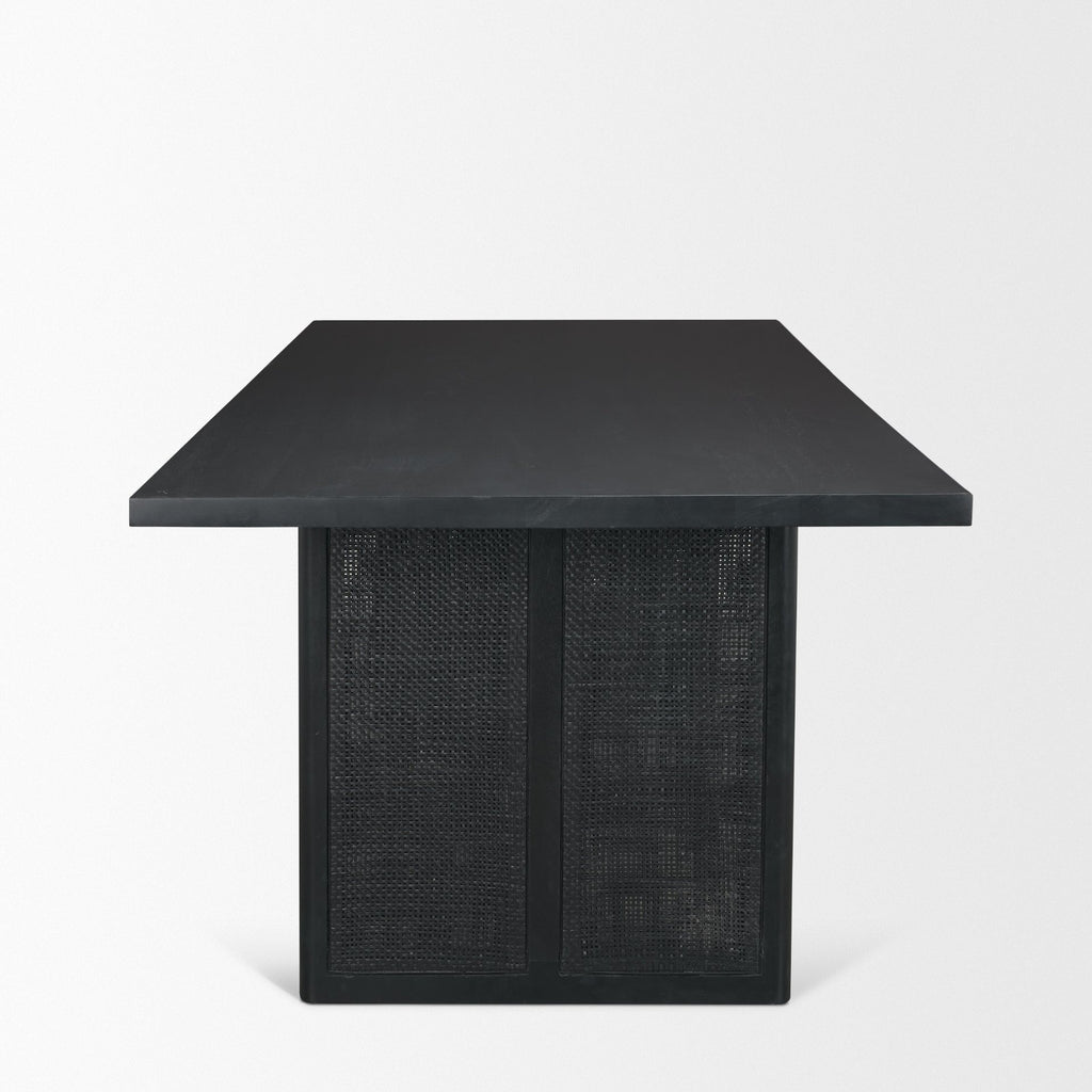 Grier 84" Black Wood w/ Black Cane Dining Table