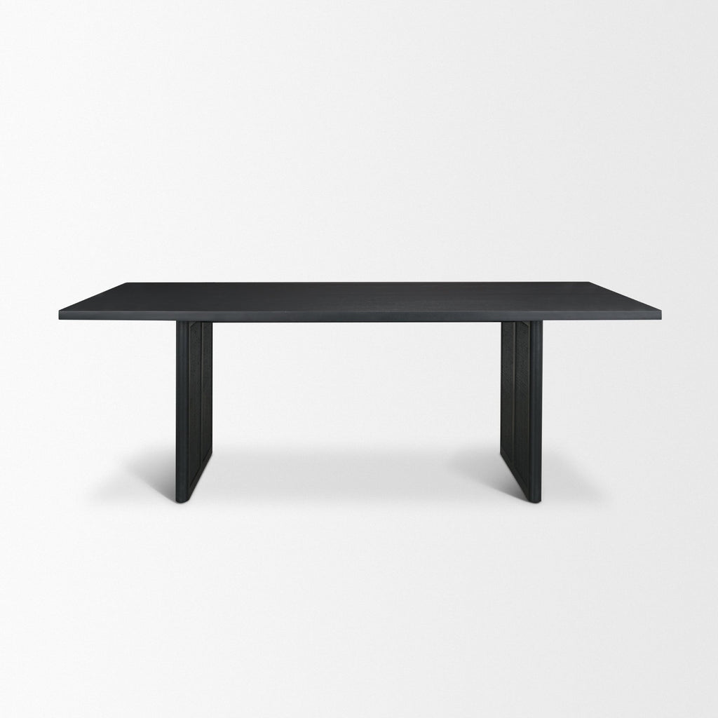 Grier 84" Black Wood w/ Black Cane Dining Table