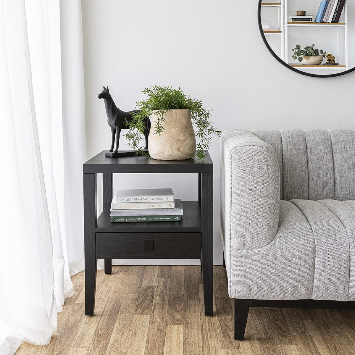 Hara 1 Drawer Accent Table - Black