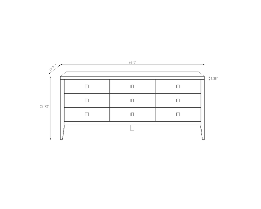 Hara 9 Drawer Dresser - White