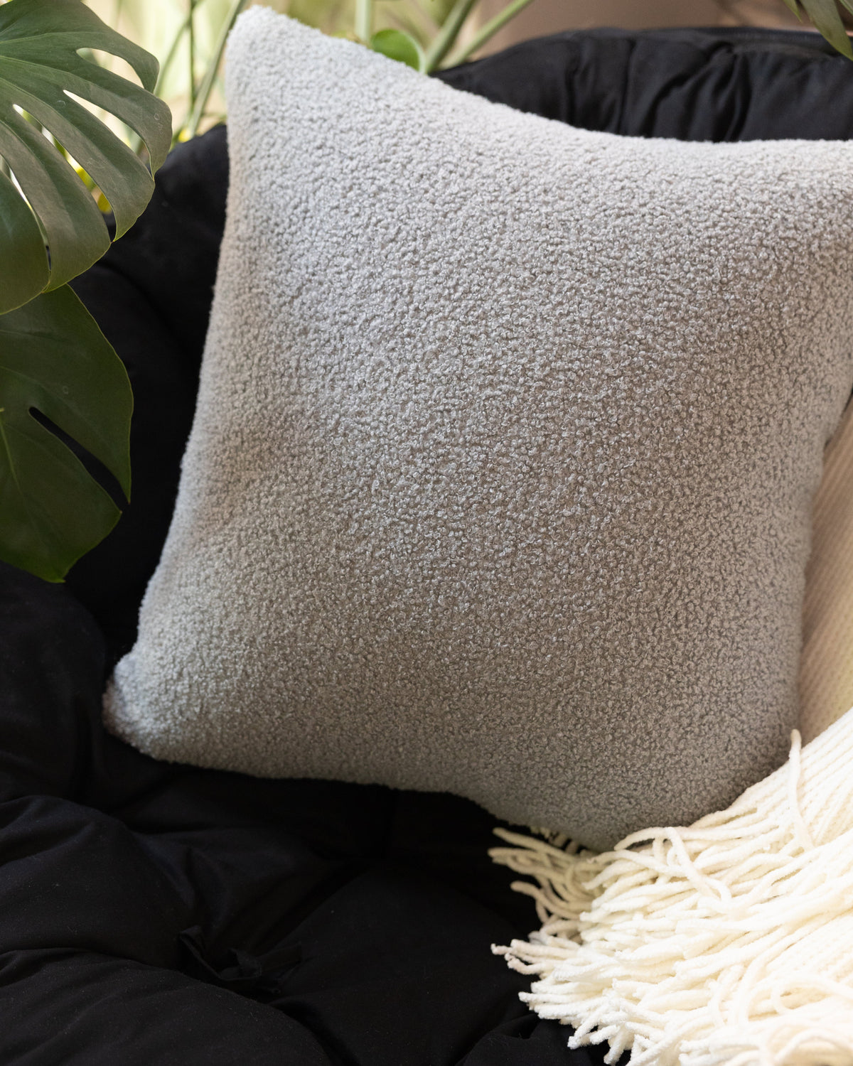 Grey Sherpa Style Decorative Pillow 20" x 20"