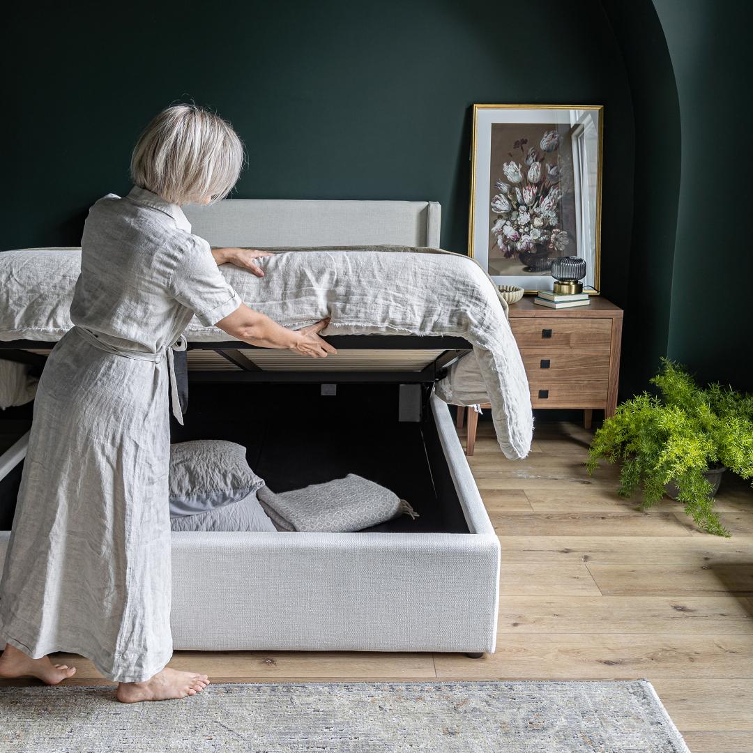 Josie King Storage Bed - Cream