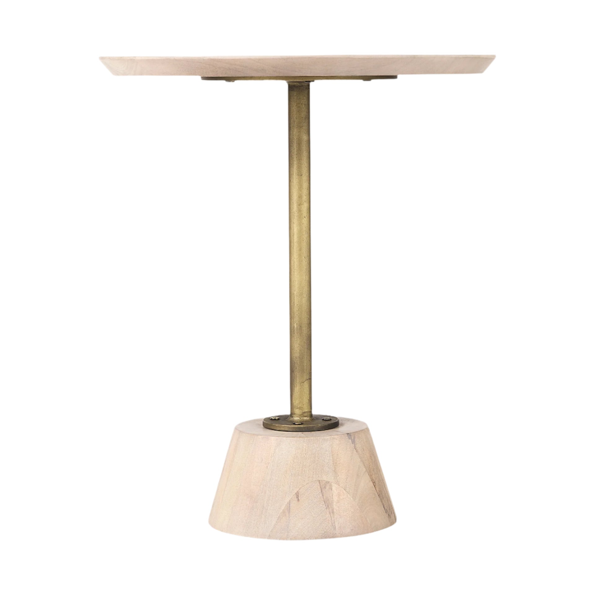 Small round table with marble base and brass column