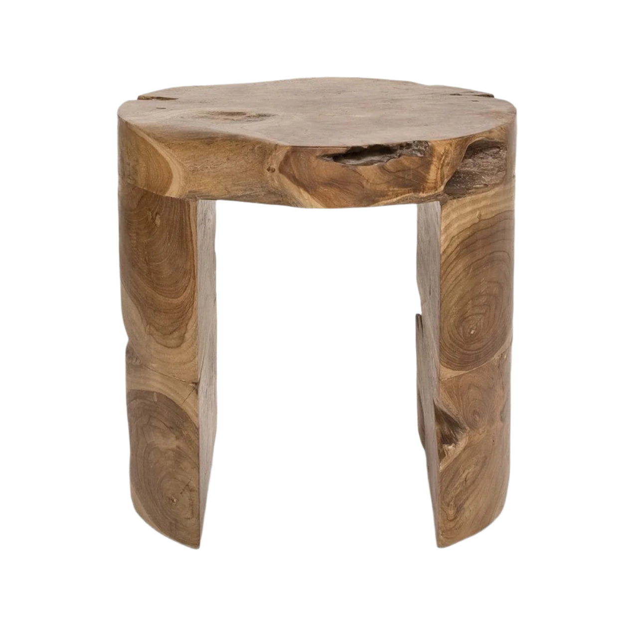 Wooden stool with natural finish