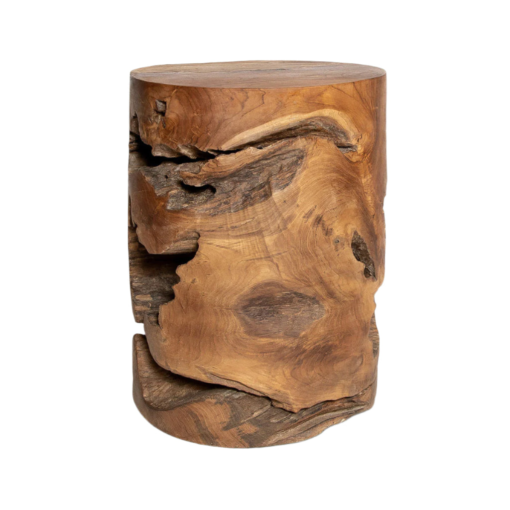 Wooden stool with natural grain and texture