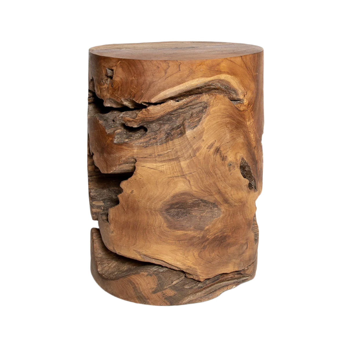 Wooden stool with natural grain and texture