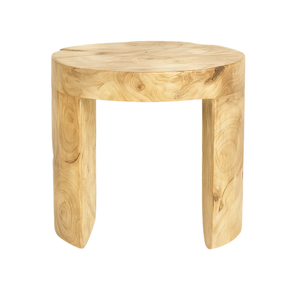 Wooden stool with a natural finish