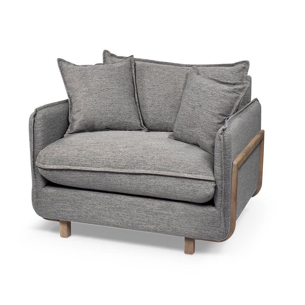 Roy Upholstered Armchair with Exposed Wood Frame