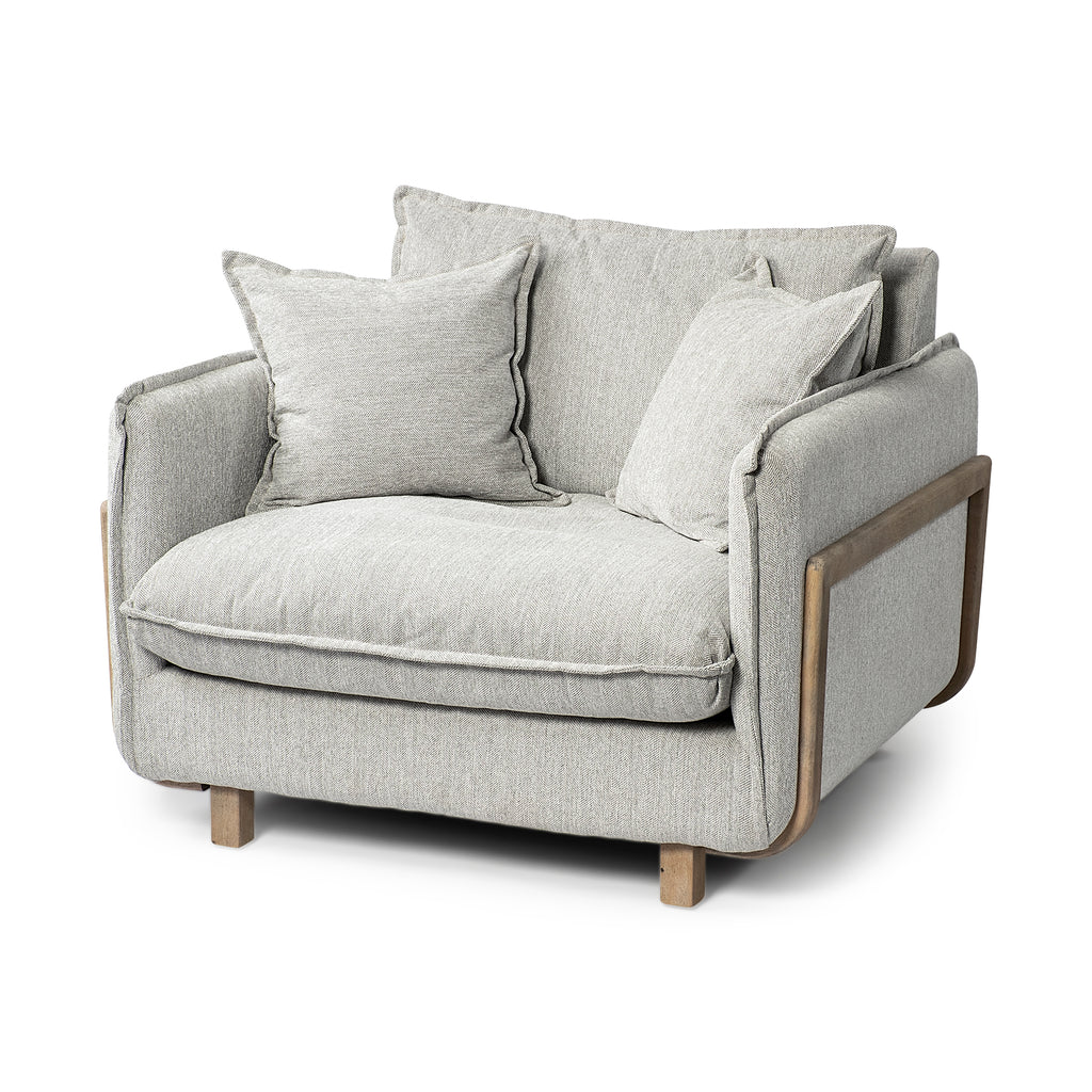 Roy Upholstered Armchair with Exposed Wood Frame