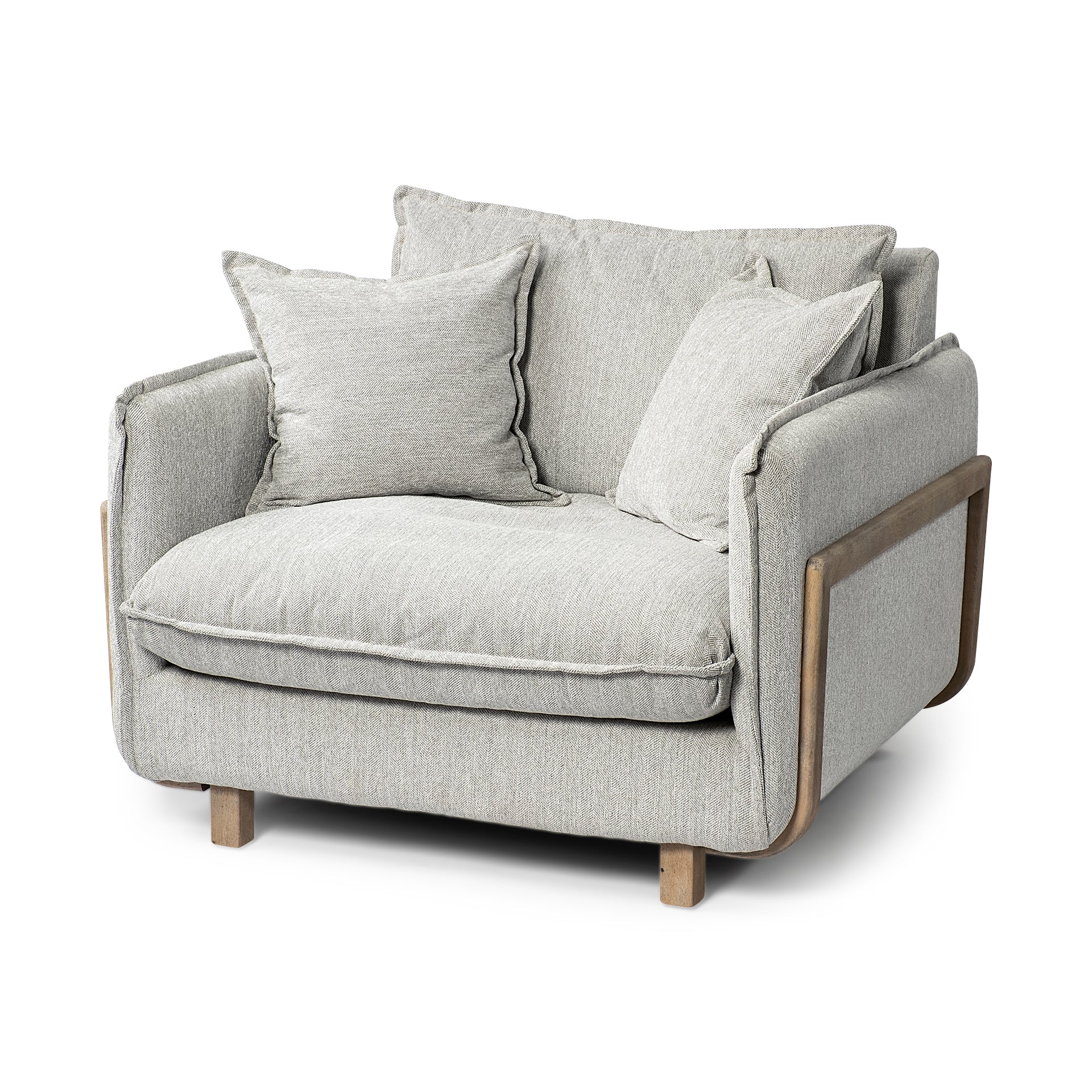 Roy Upholstered Armchair with Exposed Wood Frame