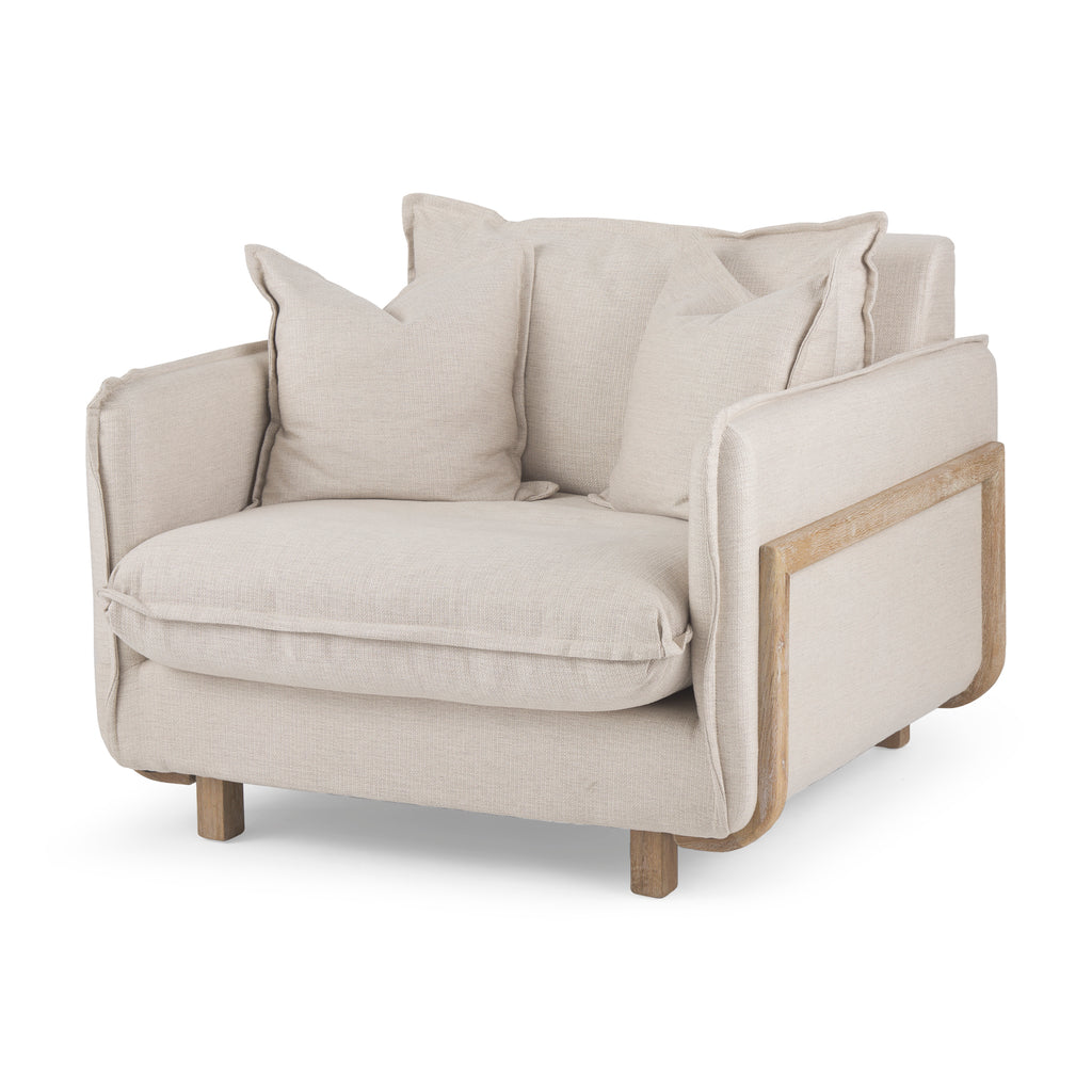 Roy Upholstered Armchair with Exposed Wood Frame