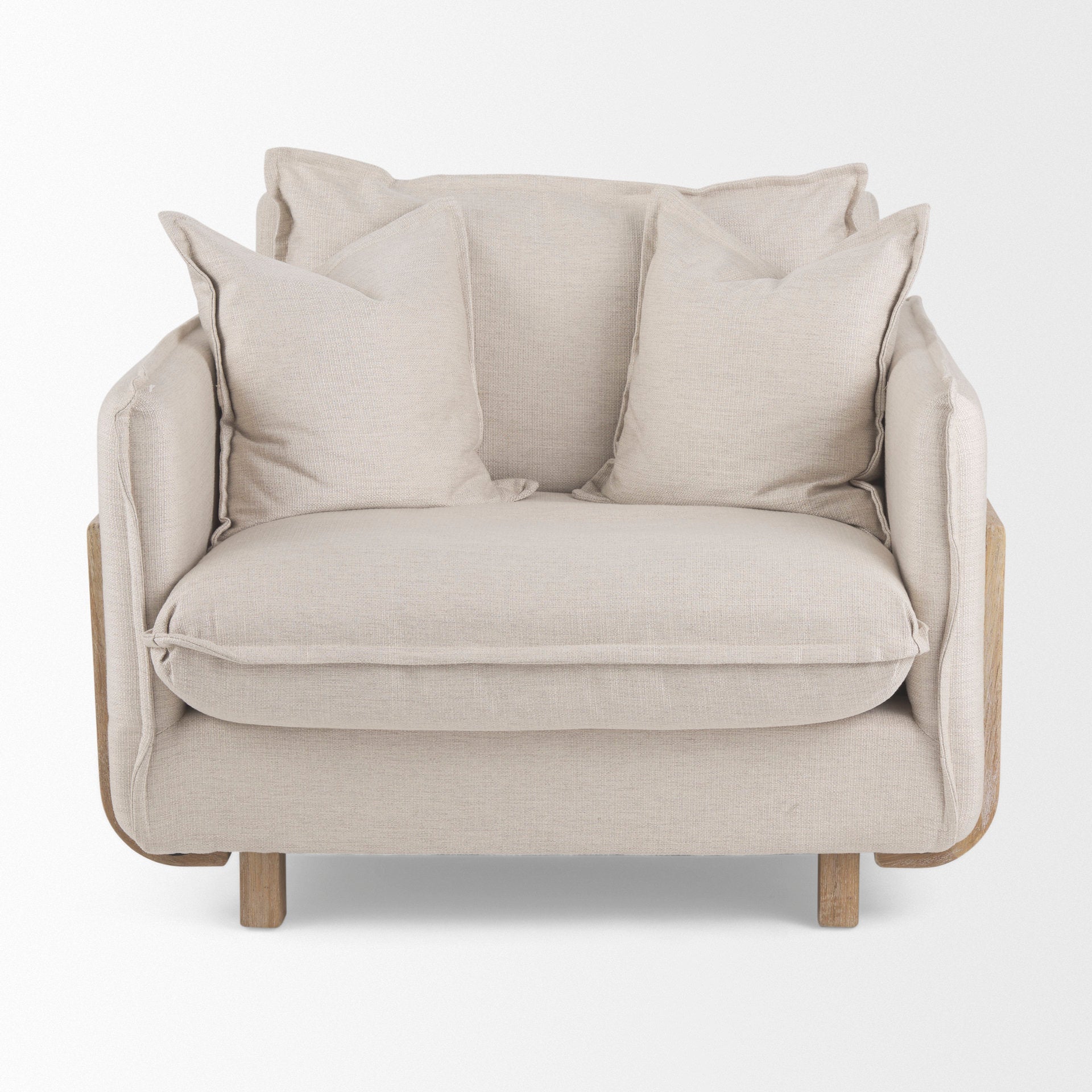 Roy Upholstered Armchair with Exposed Wood Frame