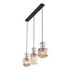 SOPHIA Cognac Ribbed Glass 3-Light Linear Pendant for Dining, Living Room & Kitchen