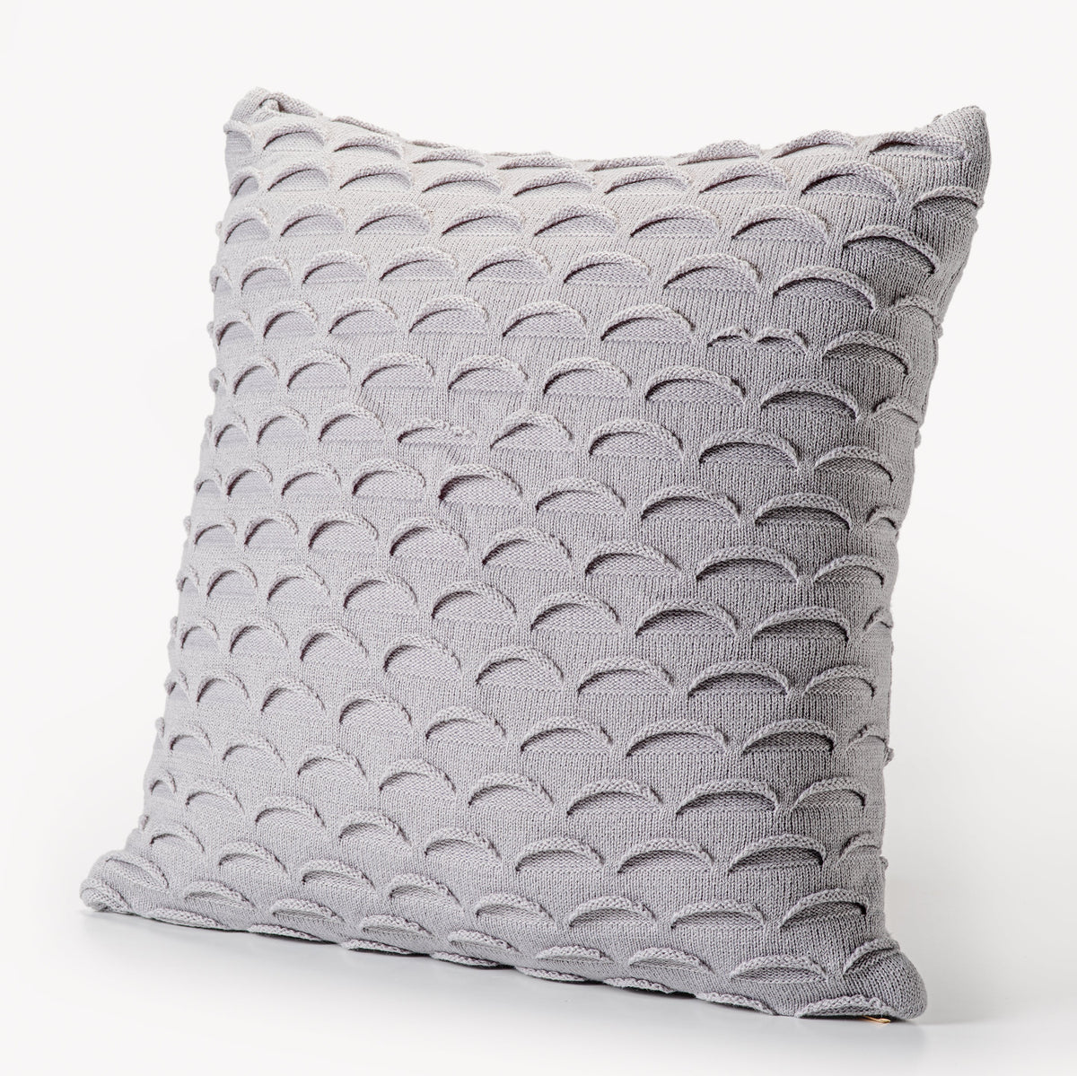 Grey Fan Design Knit Decorative Pillow