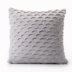 Grey Fan Design Knit Decorative Pillow