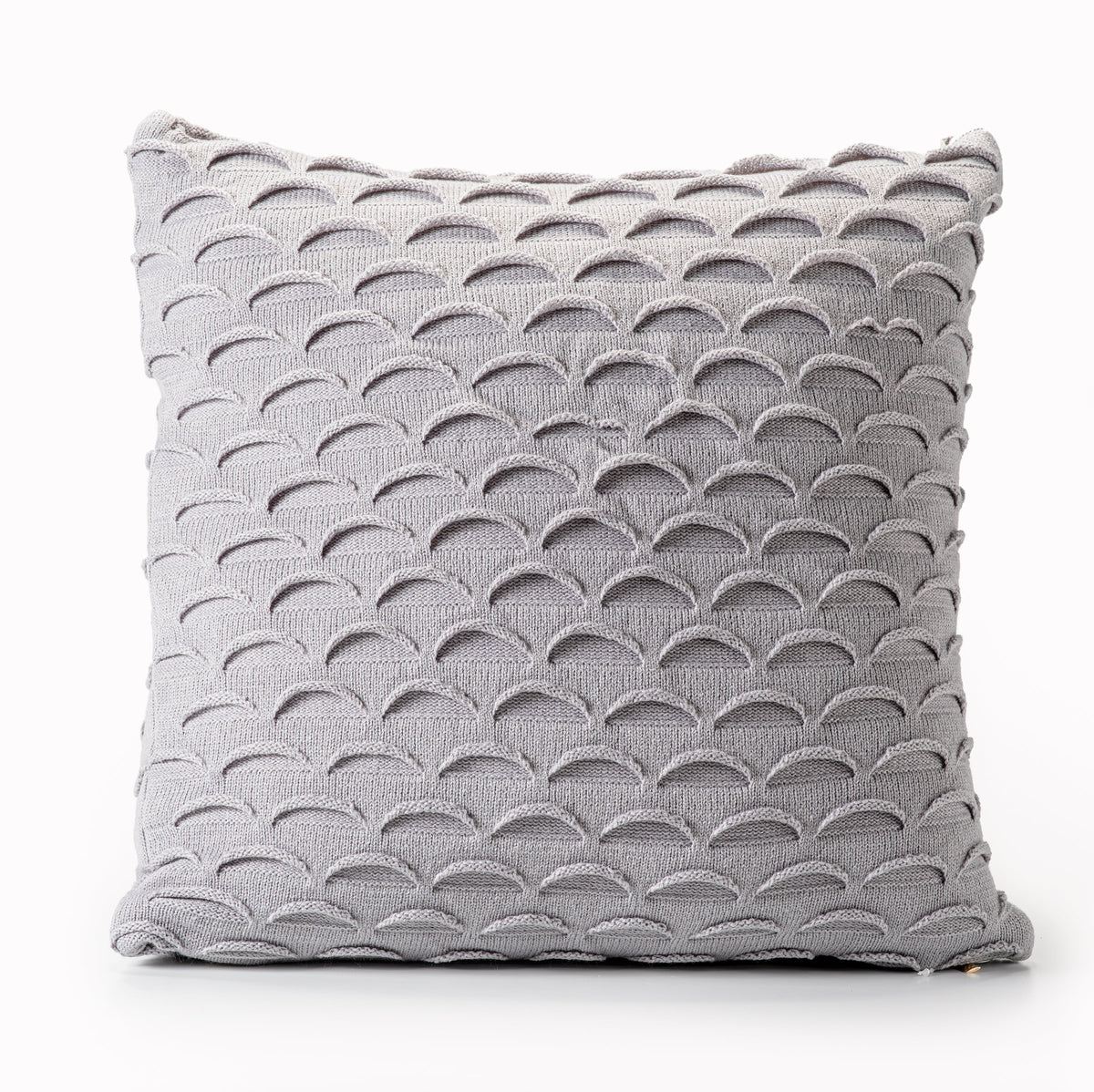 Grey Fan Design Knit Decorative Pillow