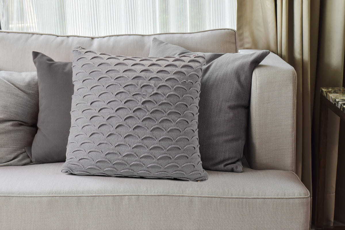 Grey Fan Design Knit Decorative Pillow