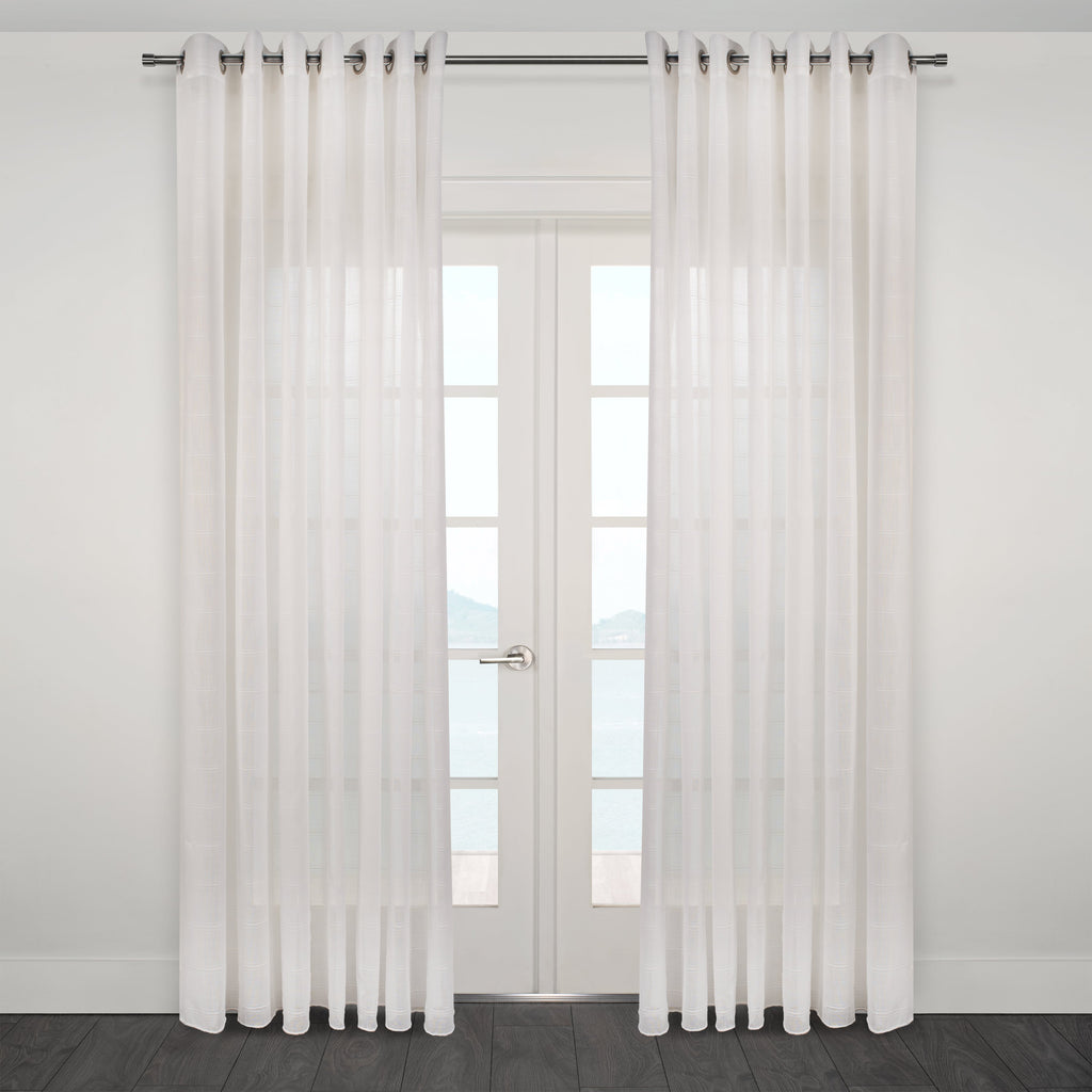 Kozani Jacquard Plaid Sheer Grommet Curtain