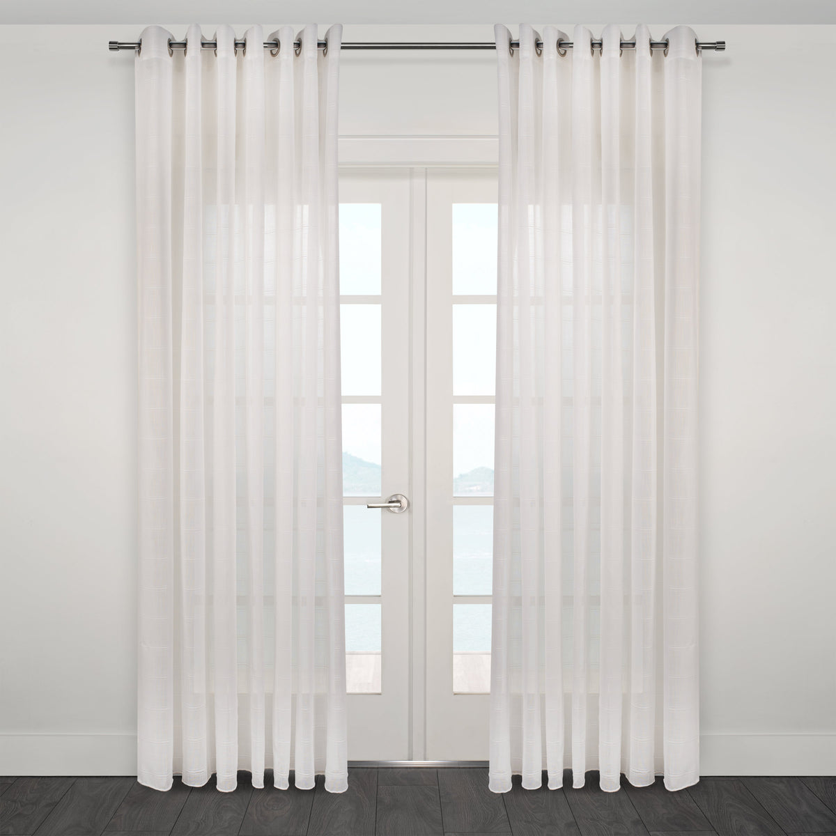Kozani Jacquard Plaid Sheer Grommet Curtain
