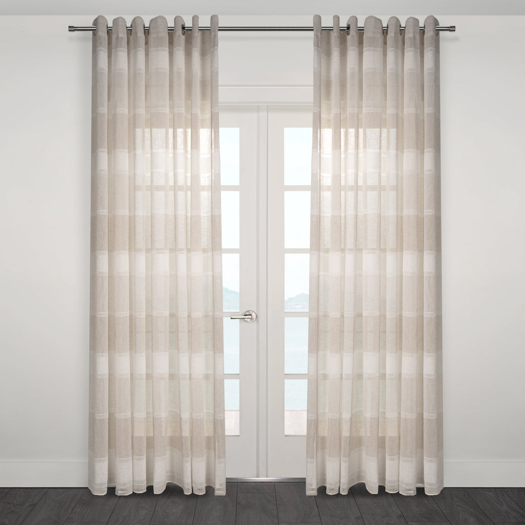 Lancia Striped Jacquard Semi Sheer Grommet Curtain