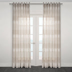Lancia Striped Jacquard Semi Sheer Grommet Curtain