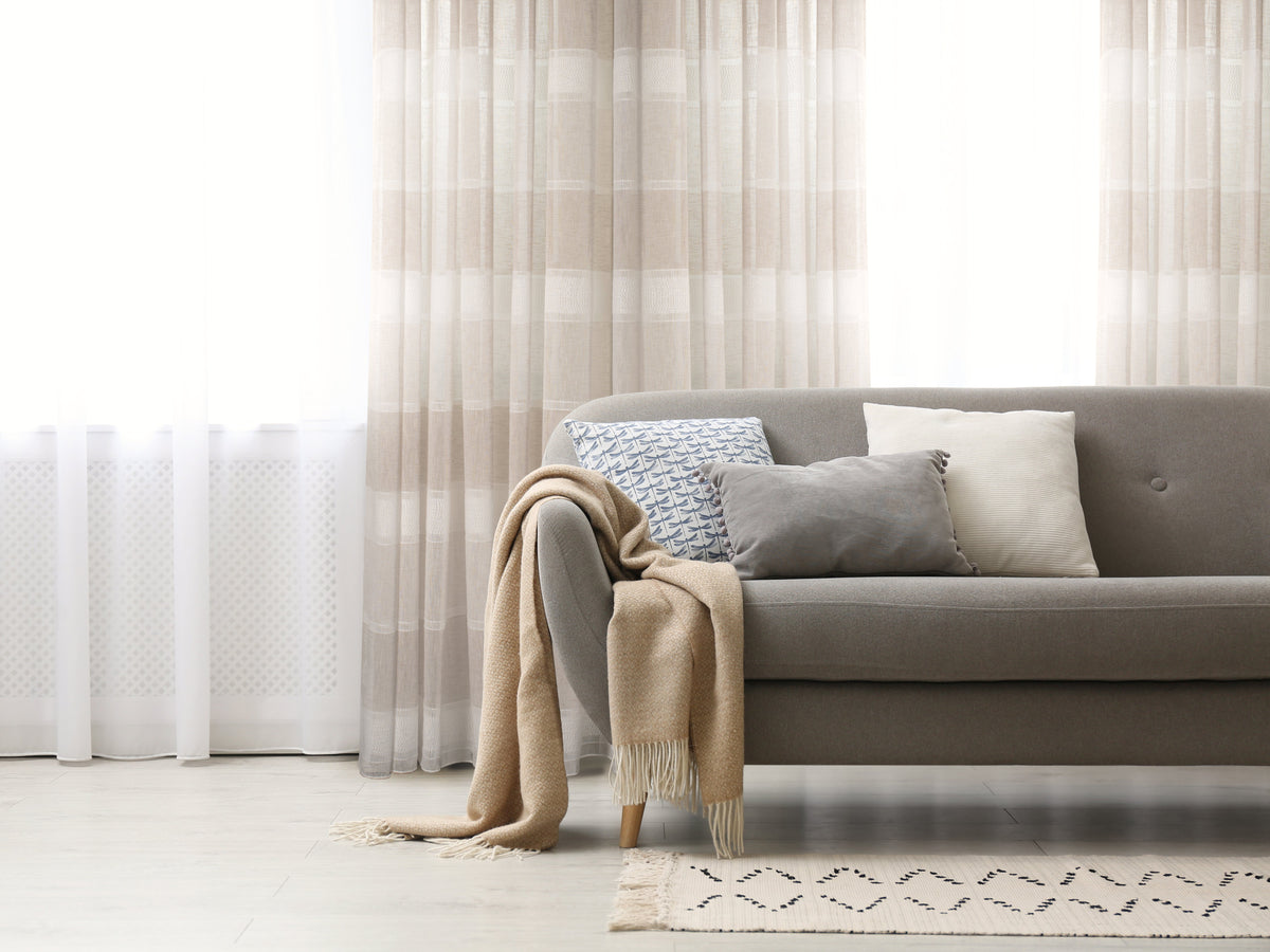 Lancia Striped Jacquard Semi Sheer Grommet Curtain