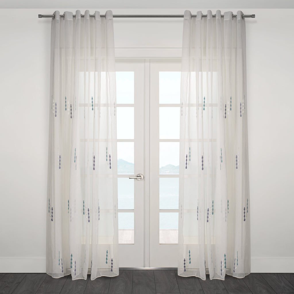 Lodi Subtle Embroidered Sheer Grommet Curtain 108" x 95"