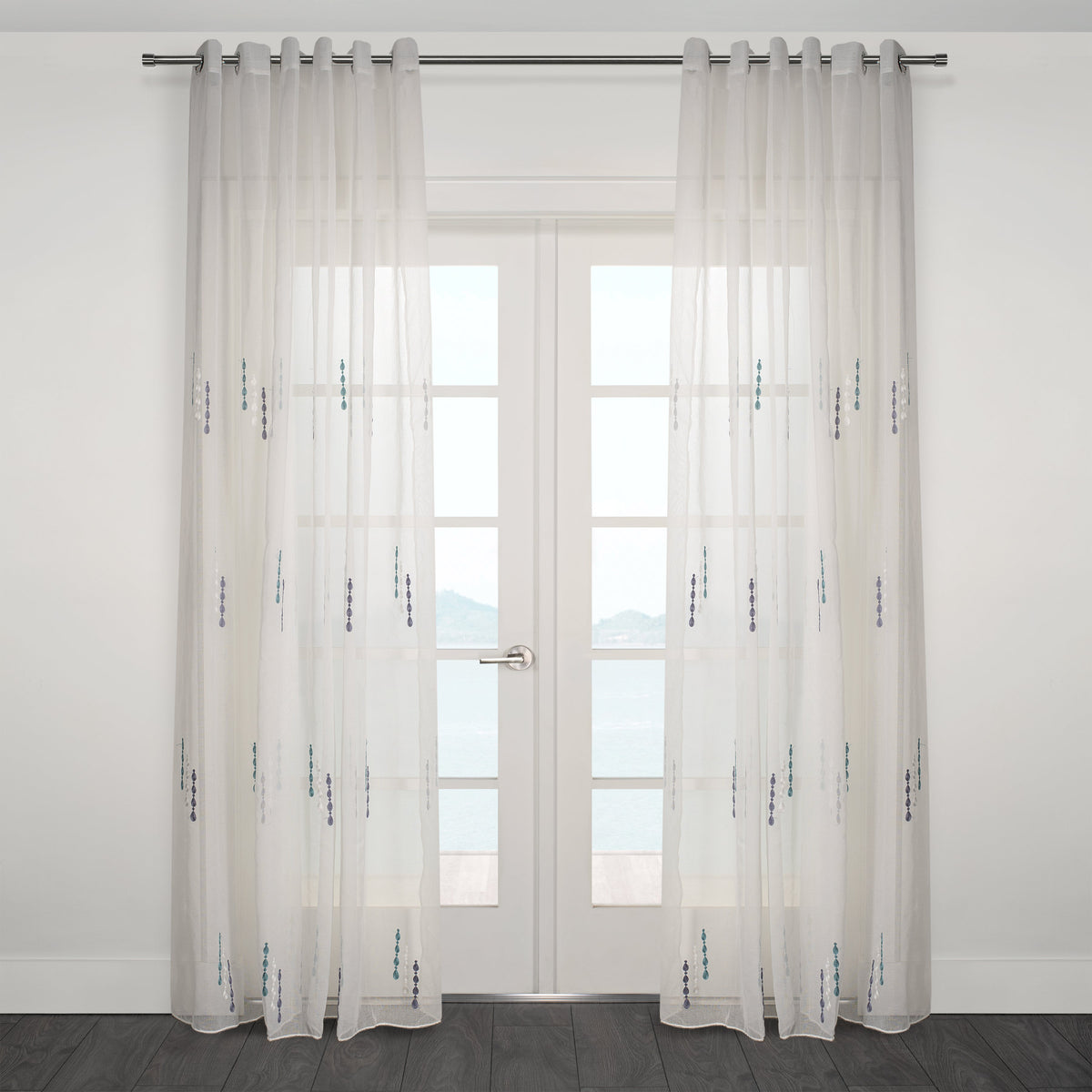 Lodi Subtle Embroidered Sheer Grommet Curtain 108" x 95"