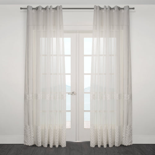Massa Classic Embroidered Sheer Grommet Curtain 80"x 95"