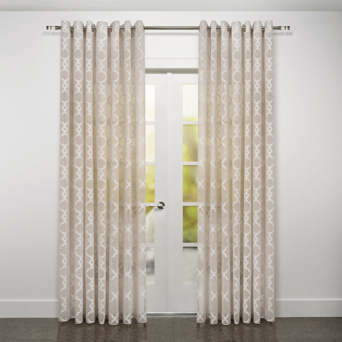 Modena Retro Jacquard Design Sheer Grommet Curtain 108" x 95"