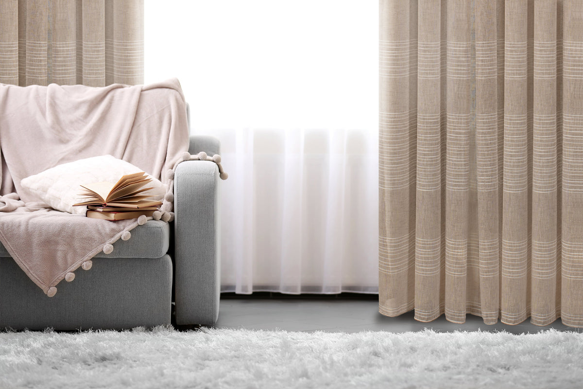 Mykonos Horizontal Striped Jacquard Sheer Grommet Curtain 108" x 95"
