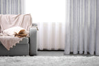 Nobile Striped Jacquard Navy Sheer Grommet Curtain 108"x 95"