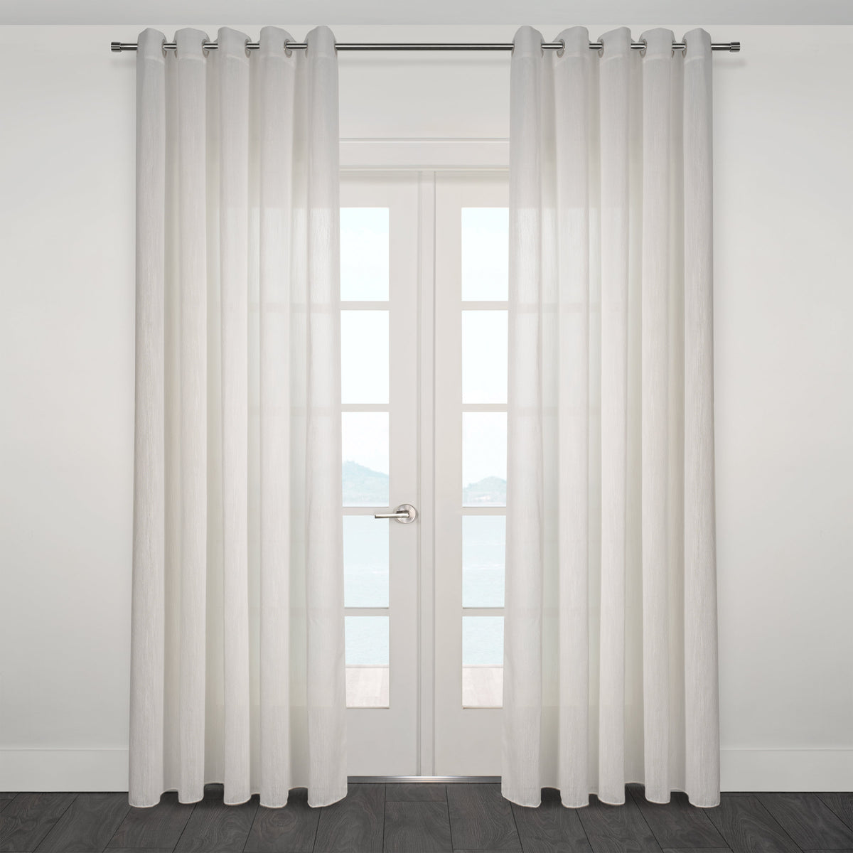 Novara Textured Jacquard Overall Design Semi Sheer Grommet Curtain 80" x 95"