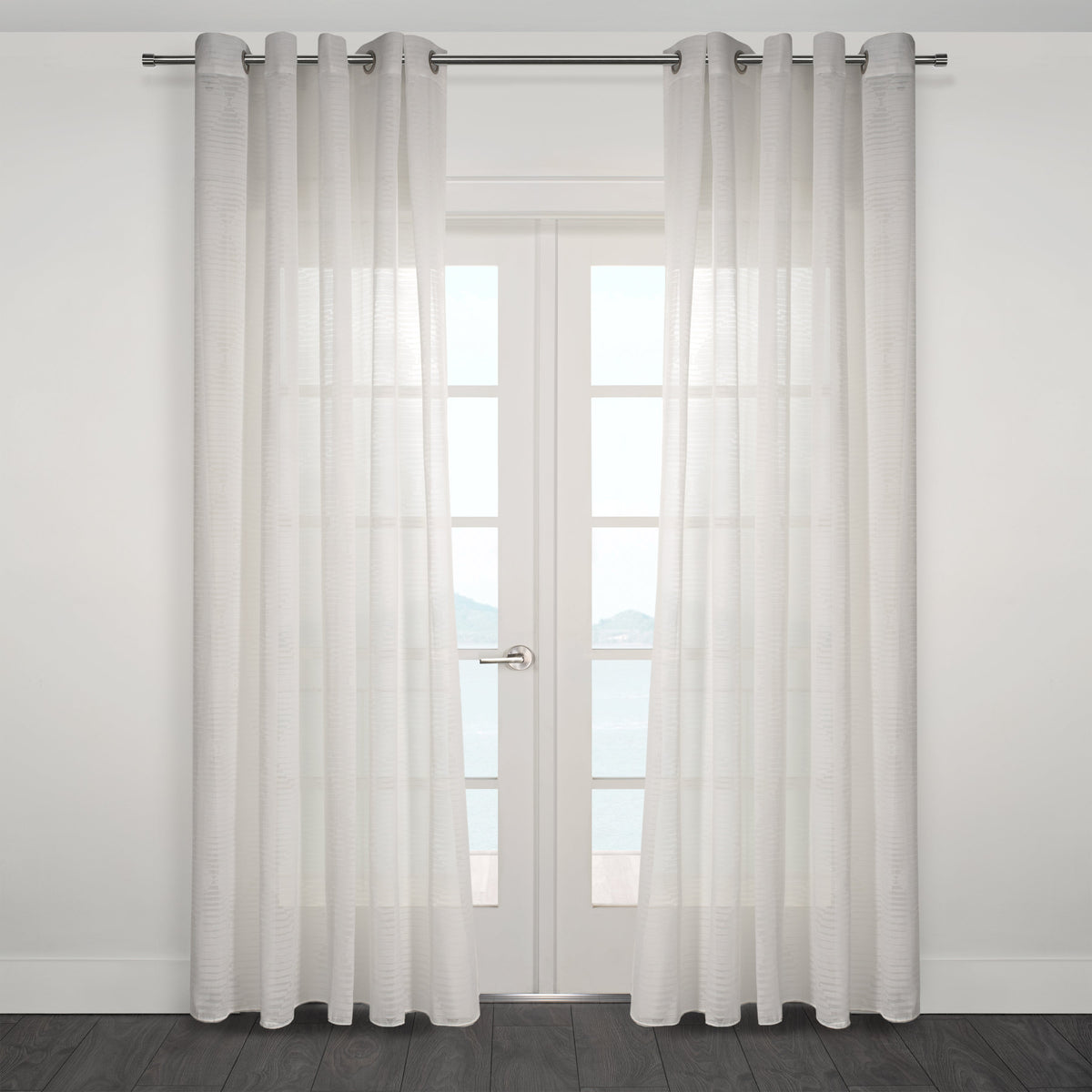 Olympia Semi Sheer Diamond  Pattern Grommet Curtain 80"x 95"