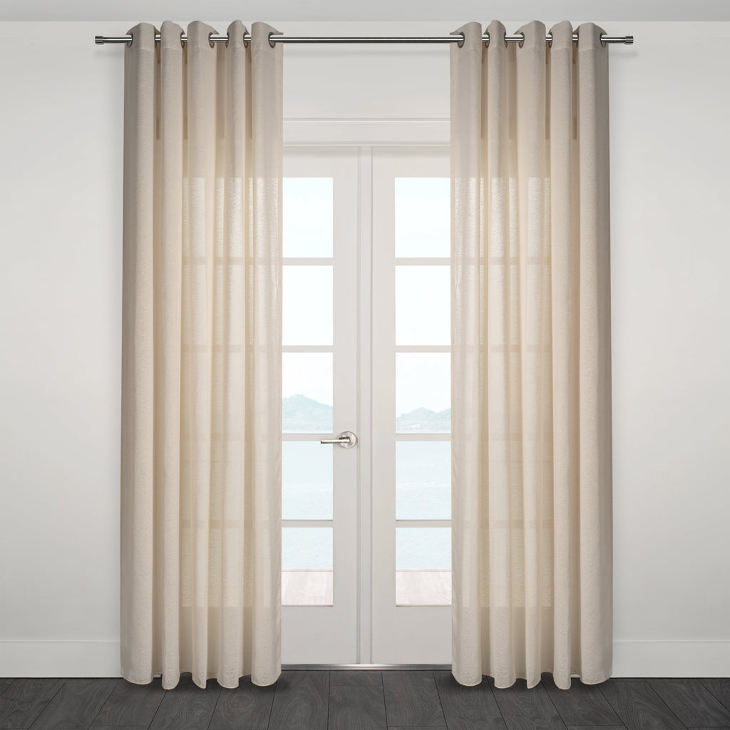 Ortona Boucle Sytle Heavy Semi Sheer Grommet Curtain 80" x95"