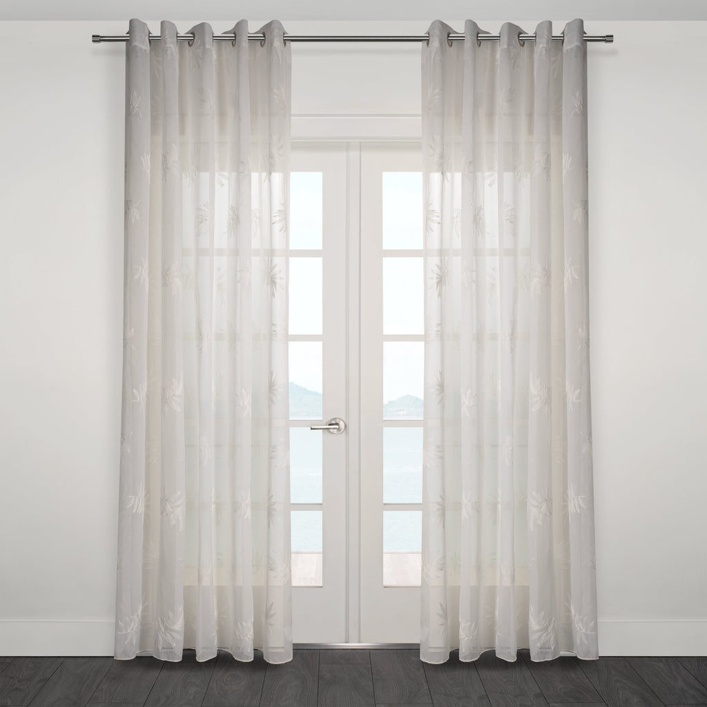 San Tropez Embroidered Floral Sheer Grommet Curtain 80" x 95"