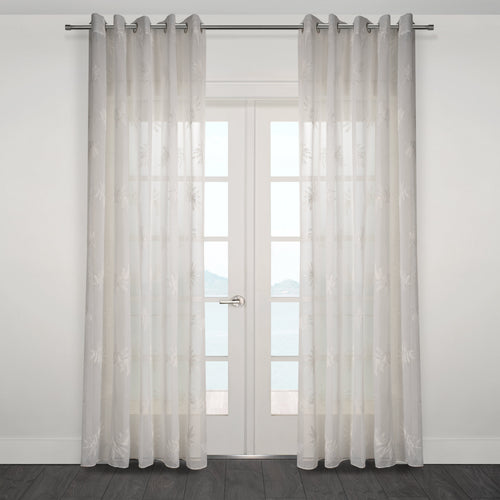 San Tropez Embroidered Floral Sheer Grommet Curtain 80" x 95"