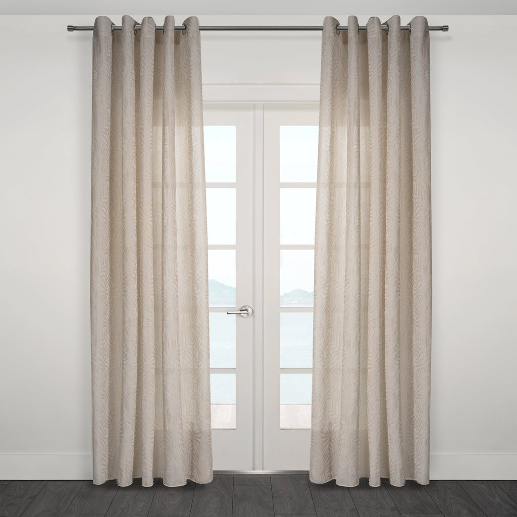 Zacari Woven Leaf Design Textured Semi Sheer Curtain 80"x 95"