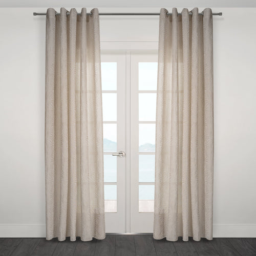 Zacari Woven Leaf Design Textured Semi Sheer Curtain 80"x 95"