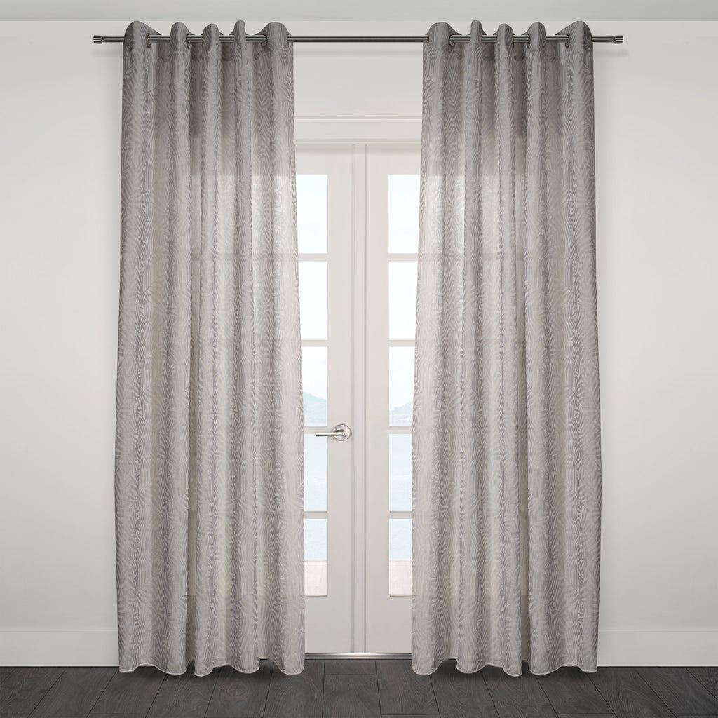 Zacari Woven Leaf Design Textured Semi Sheer Curtain 80"x 95"