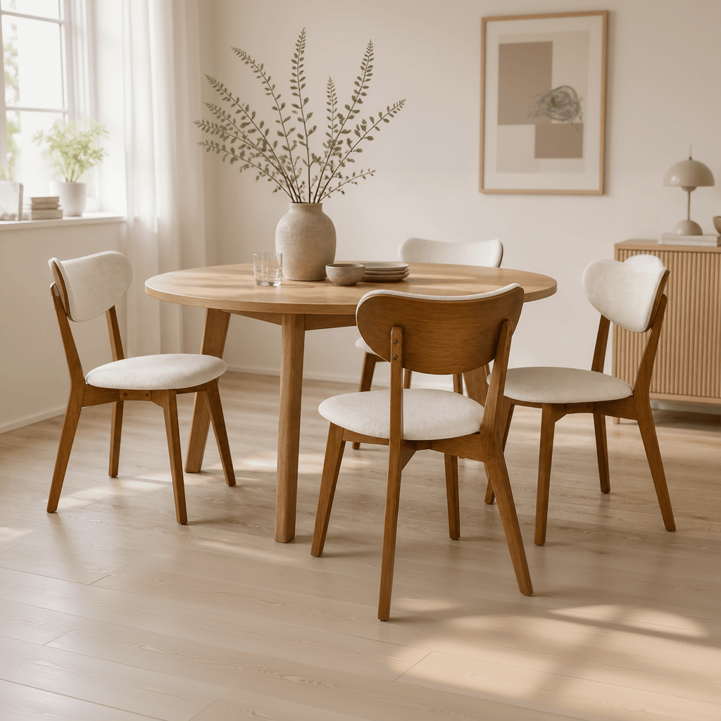 Dining ChairsAbby Solid Wood Dining Chair - Smoked Oak and Heathered Ivory - Dekor Butik