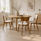 Dining ChairsAbby Solid Wood Dining Chair - Smoked Oak and Heathered Ivory - Dekor Butik