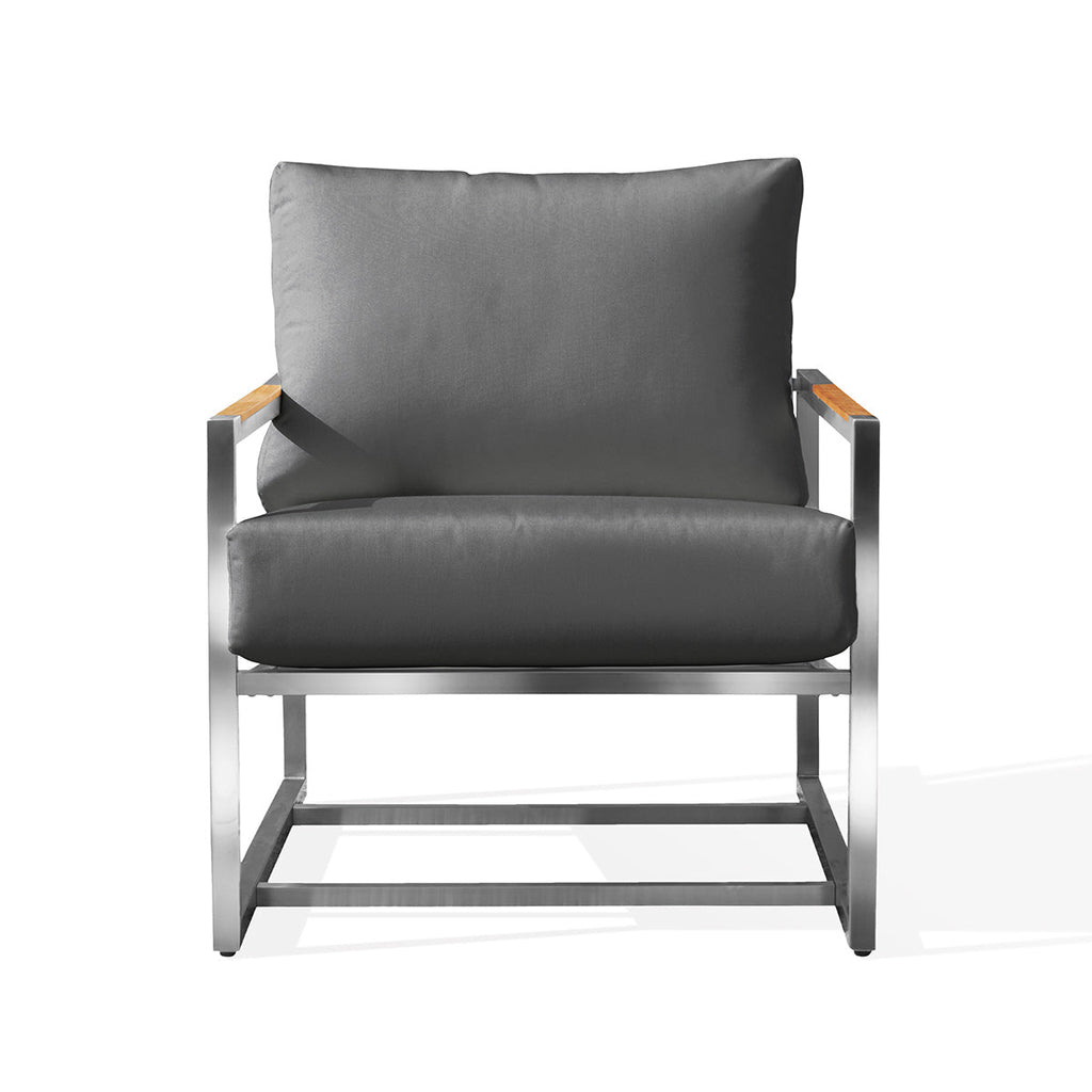Club ChairAcacia Stainless Steel Club Chair with Sunbrella® Cushions - Dekor Butik