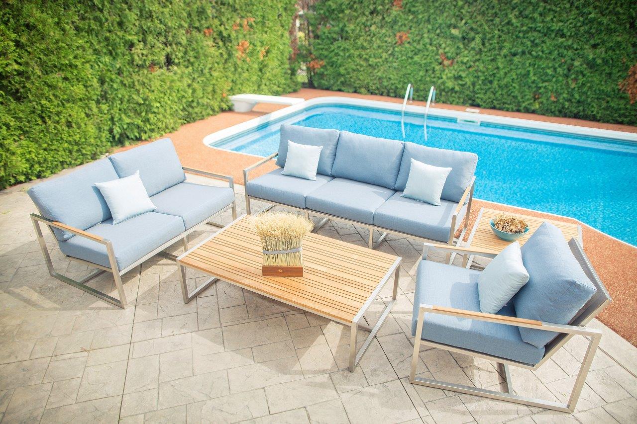 Club ChairAcacia Stainless Steel Club Chair with Sunbrella® Cushions - Dekor Butik
